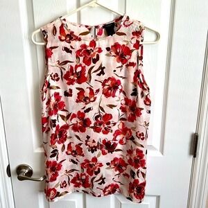 Ann Taylor Factory Floral Blouse‎ Sleeveless Button Detail Ladies Top Small